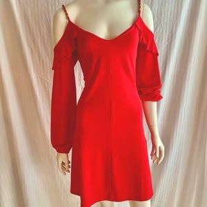 Micheal Kors Red Cold-Shoulder Dress